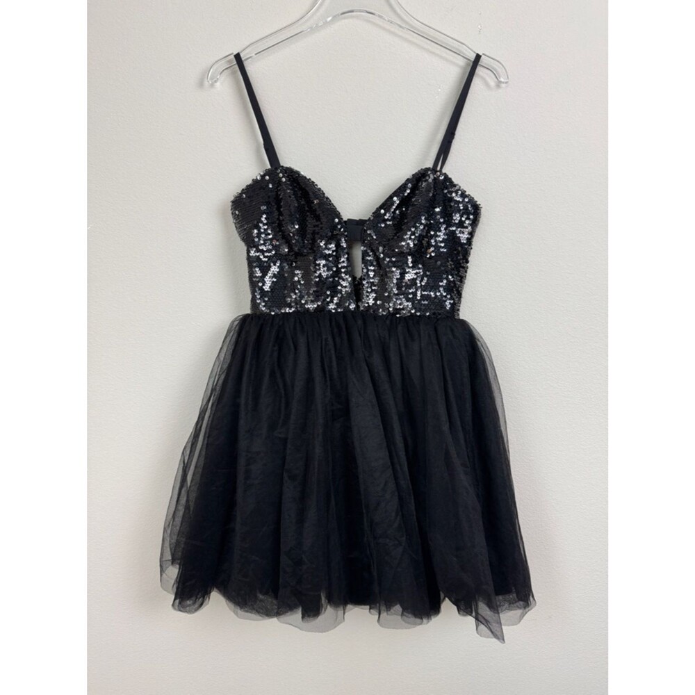 Free People x Fame and Partners Tulle Sequin Mini Dress Sz 4